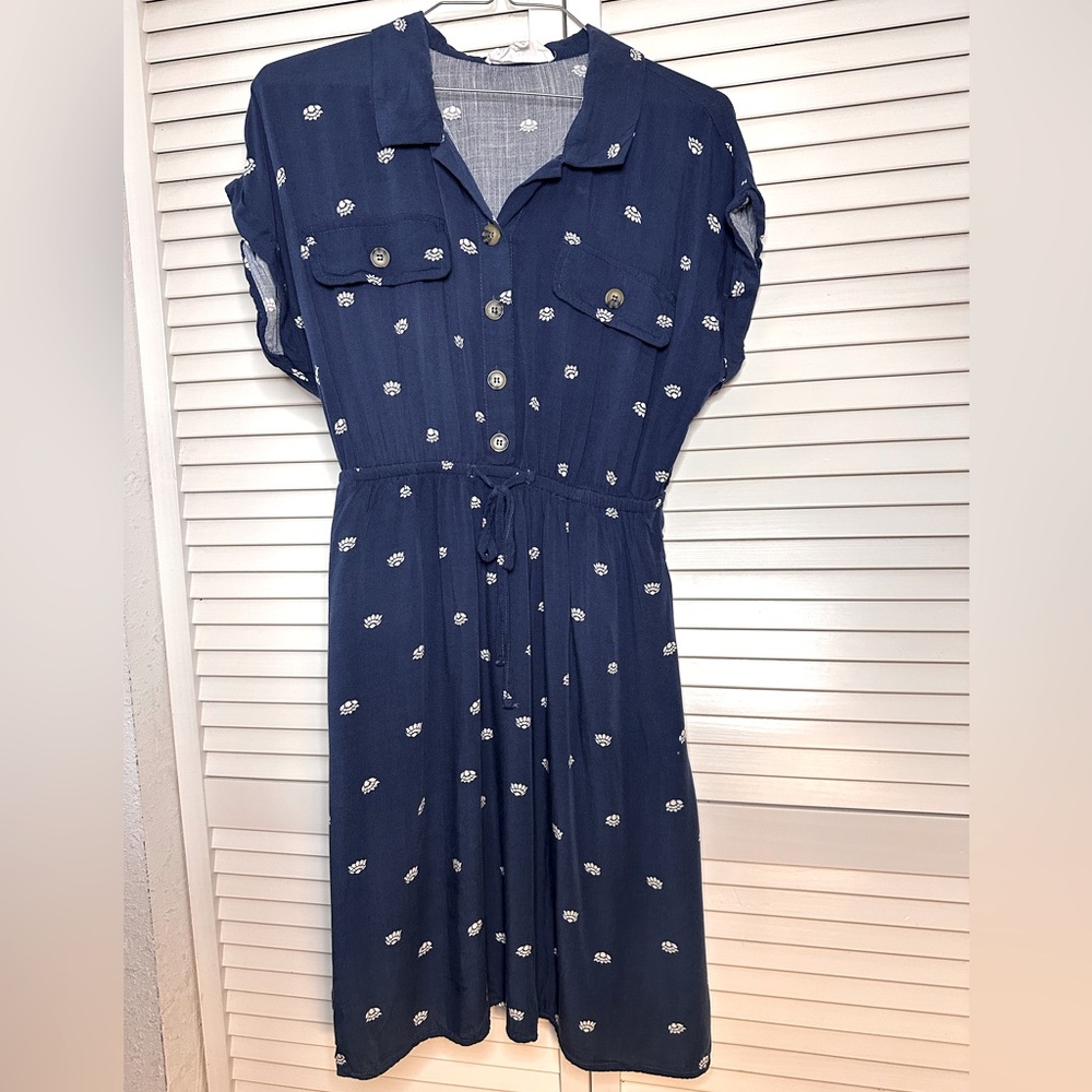 Lucky Brand Dark Blue Floral Midi Dress